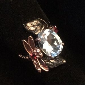 Precious Dragonfly Blue & Pink Topaz Ring